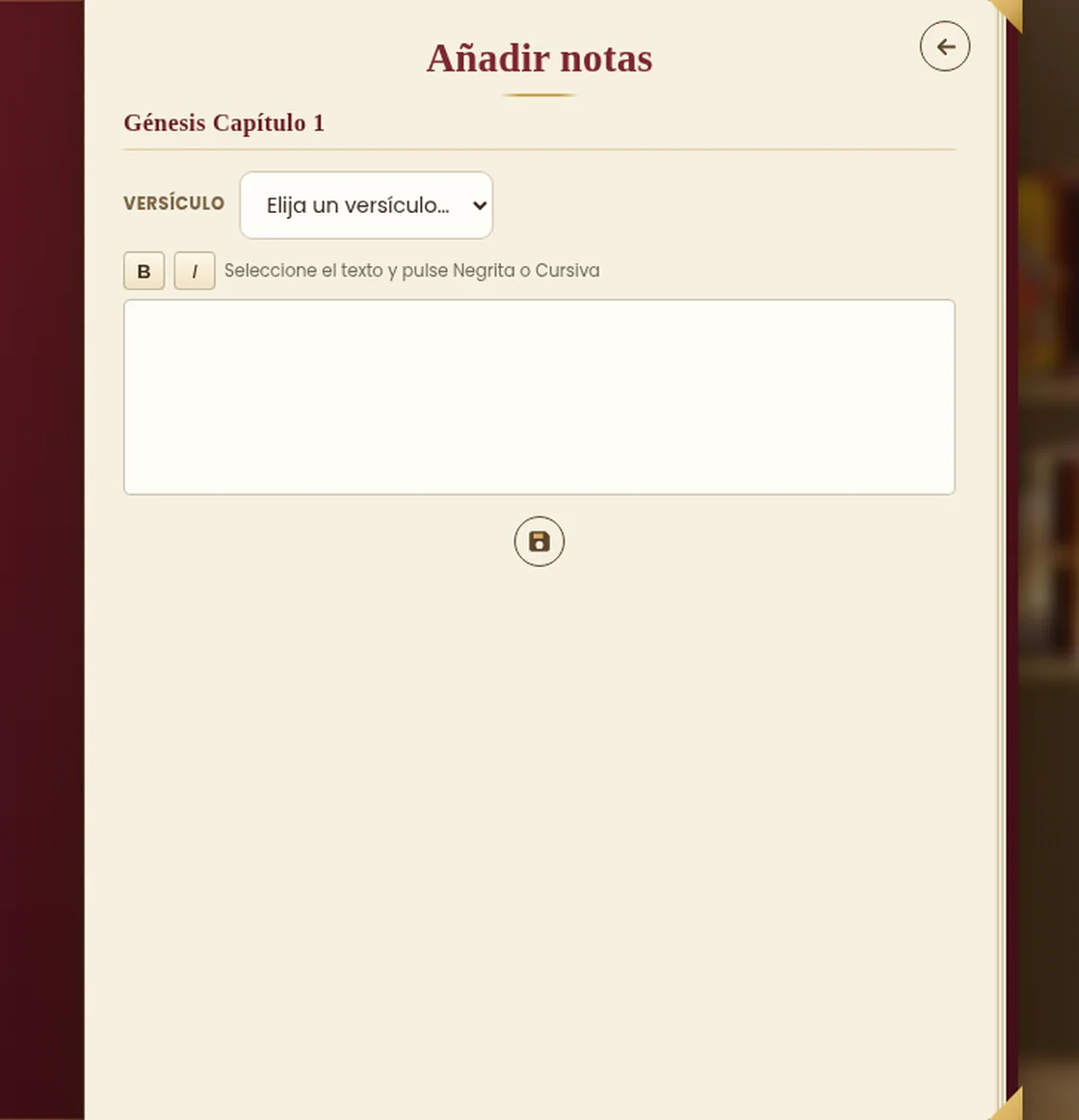 El panel de notas abierto en un capítulo